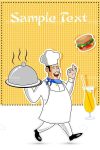 Illustrated Chef with Serving Tray and Sample Text